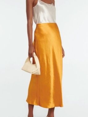 Vince Side Slit Slip Skirt in Gold Sap (2XL)